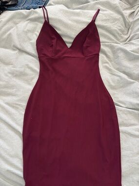 Windsor Burgundy Spaghetti-Strap Bodycon Mini Dress